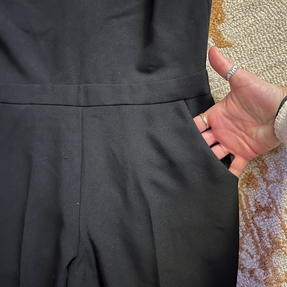 ASOS Petite Black Jumpsuit With Chic Racer Detail Sz 0 Like NEW - Picture 9 of 14